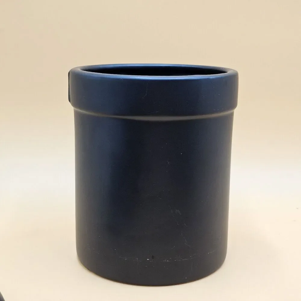 Pyrex Matte Black Utensil Holder Crock Jar Large Ceramic Caddy Container Planter